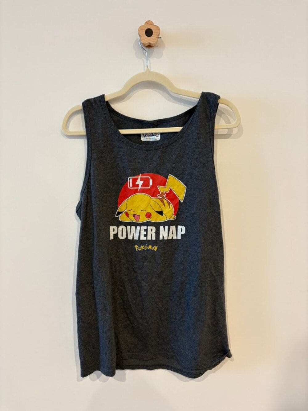 Pokemon Power Nap Pikachu Tank Top Gray M